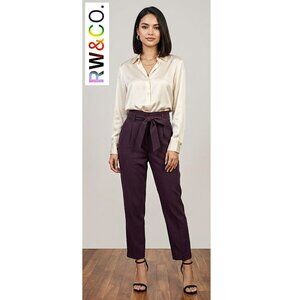 RW&Co. - High waisted aubergine front tie dress pants
